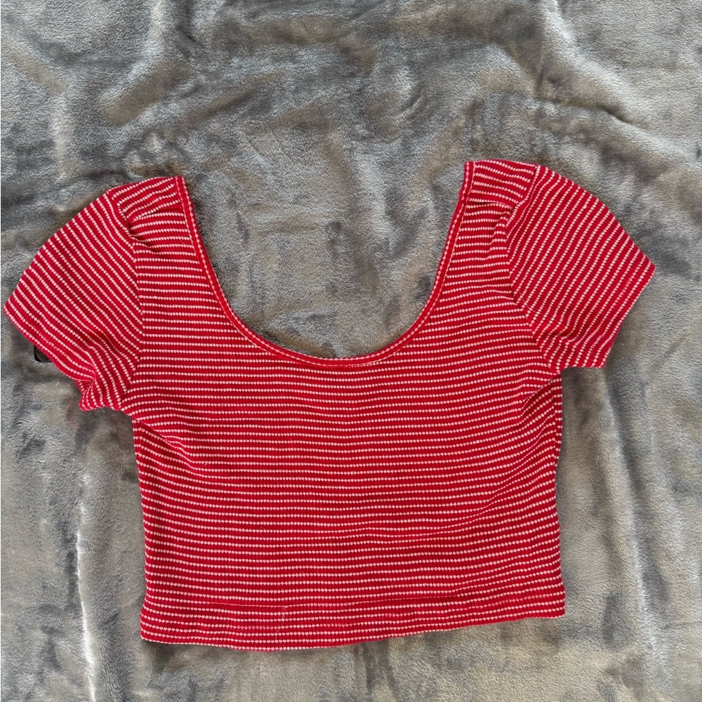 Red Striped Women's Crop Top